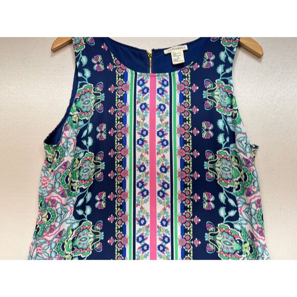 Artisan Ny Women's Mini Shift Dress Sleeveless Size 12 Multicolor Aztec Boho - Picture 4 of 9